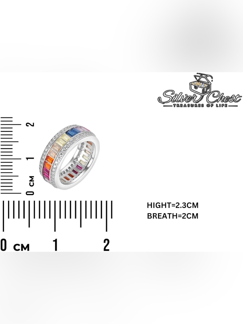 Women's Rainbow Gemstone Eternity Band Ring 925 Silver sz 9 - Picture 7 of 11